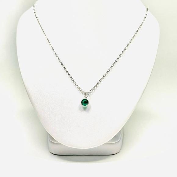 May Swarovski Crystal Necklace, Emerald Swarovski Crystal, Handmade - Picture 5 of 5